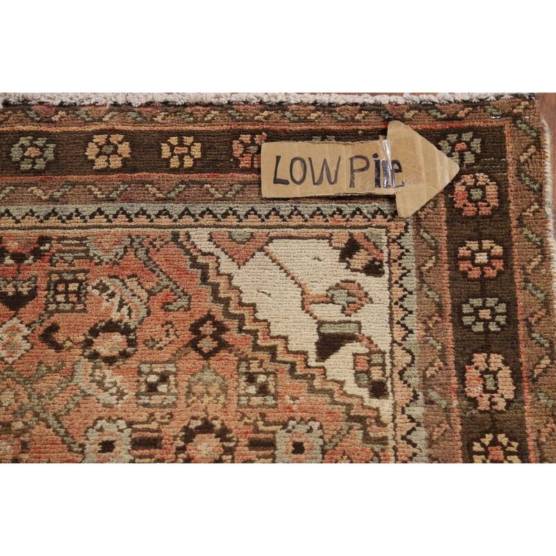 Hamedan Vintage Persian Runner Rug Handmade Orange Wool Carpet - 3'5" x 10'4"
