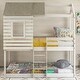 preview thumbnail 5 of 29, Bunk bed wooden loft bed with roof, window, railing, ladder Antique White 