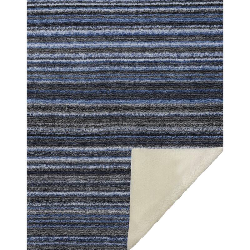 Premium Machine Washable Casual Stripes Sherpa Throw Blanket