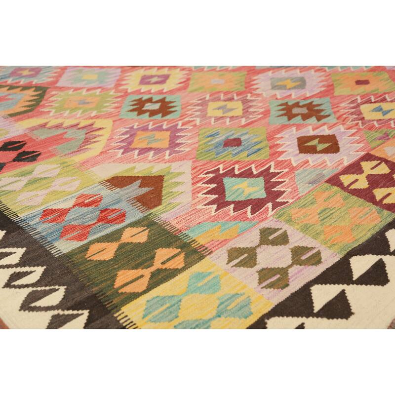 Multicolor Kilim Oriental Area Rug Flatweave Tribal Wool Carpet - 8'0"x 11'6"