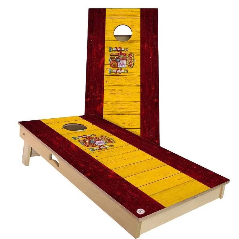Spain Flag Outdoor Cornhole Board Set - Backyard 2x4 - NO Accessories