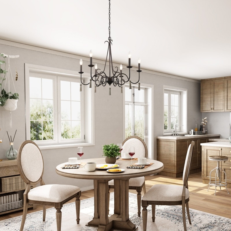 Joay French Country 6-Light Farmhouse Candle Chandelier for Dining Room -  D26.5