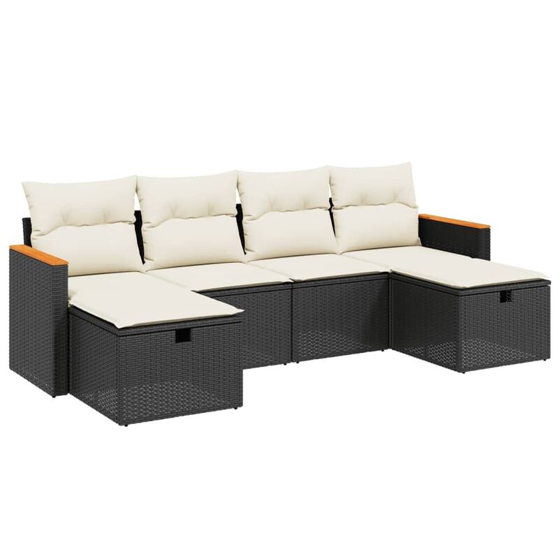 vidaXL Patio Sofa Set with Cushions Outdoor Furniture 6 Piece Poly Rattan