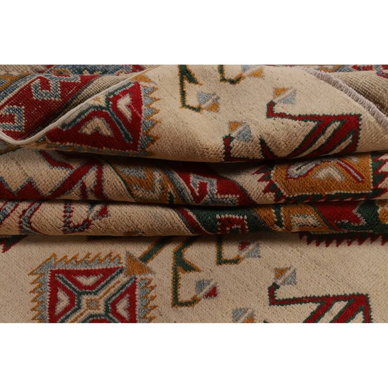 Tribal Geometric Kazak Oriental Area Rug Hand-Knotted Wool Carpet - 6'6" x 10'4"
