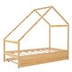 preview thumbnail 4 of 6, Solid Pine Wood House Bed with Twin Size Trundle - Maximized Space and Comfort