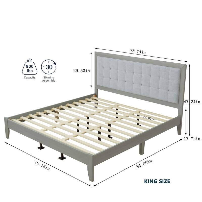 Christopher Knight Home - Emery Mid-Century Panel Bed Frame with Tufted Headboard
