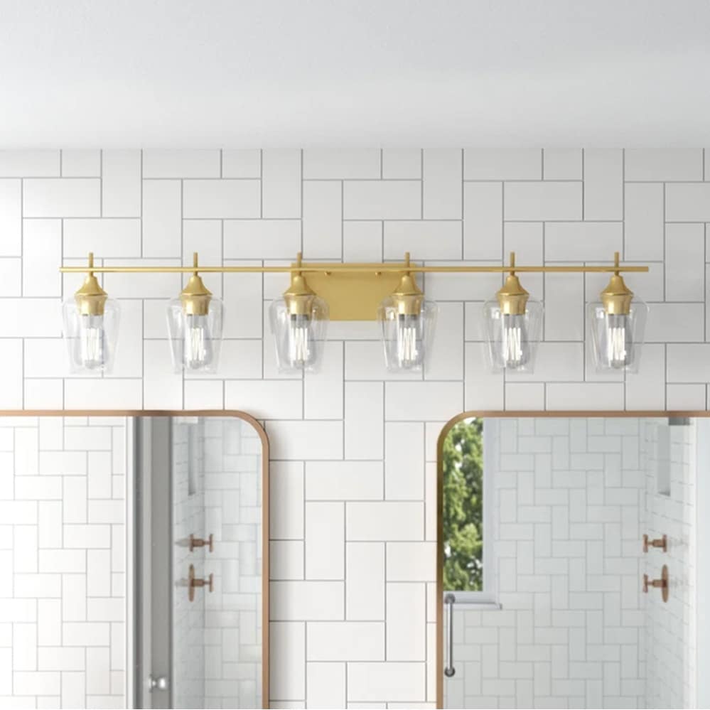 Acroma 6-Light Modern Bathroom Vanity Light with Clear Glass Shade with UL Certified
