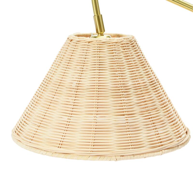 Rattan and Metal Wall Sconce - 17.5"L x 11.8"W x 14.4"H