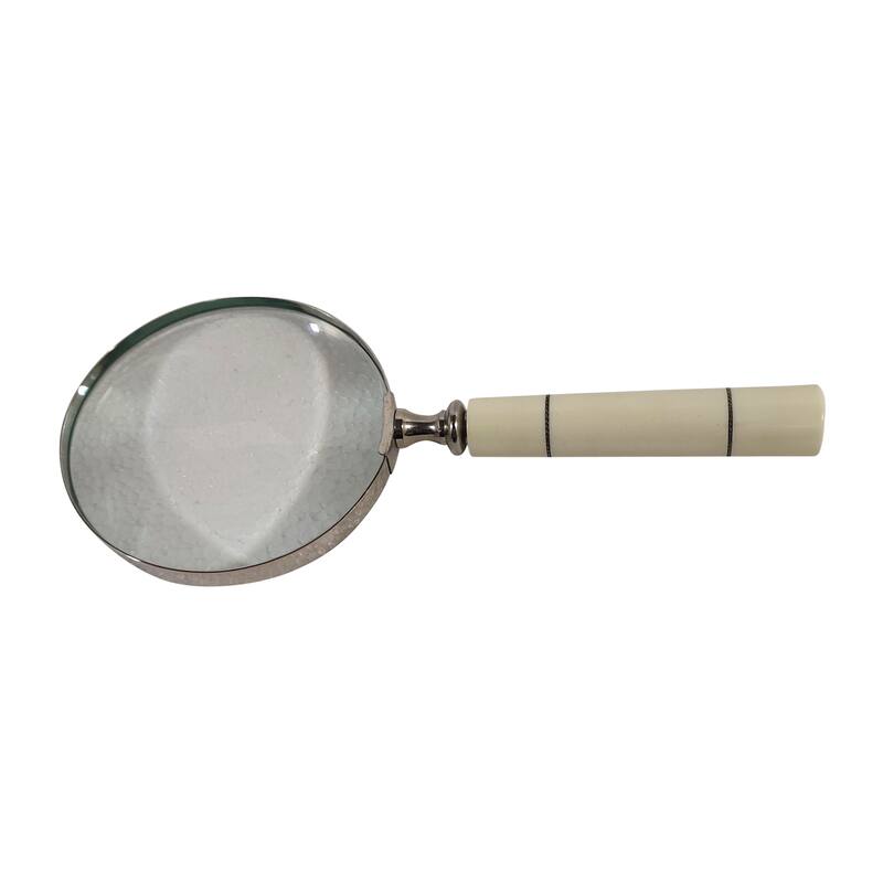 4" Decorative Magnifying Glass Contemporary Polyresin Ivory Ornate Magnifying Glass Decor For Home or Office Table