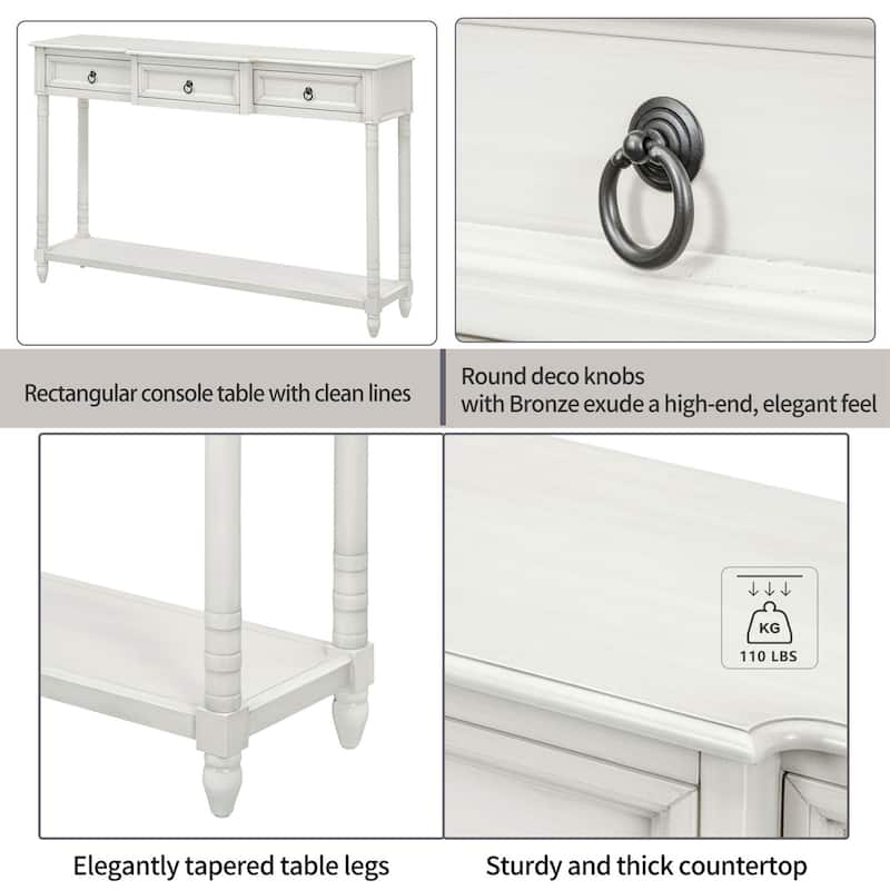 Merax Console Table Sofa Table with Projecting Drawers and Shelf for Entryway
