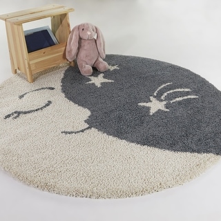 Mod-Tod Moonlight Kids Moon Shag Area Rug - 5'3" Round