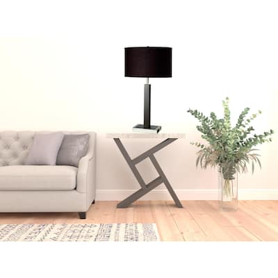 HomeRoots 30" Black Polyresin Table Lamp With Brown Classic Drum Shade - 17
