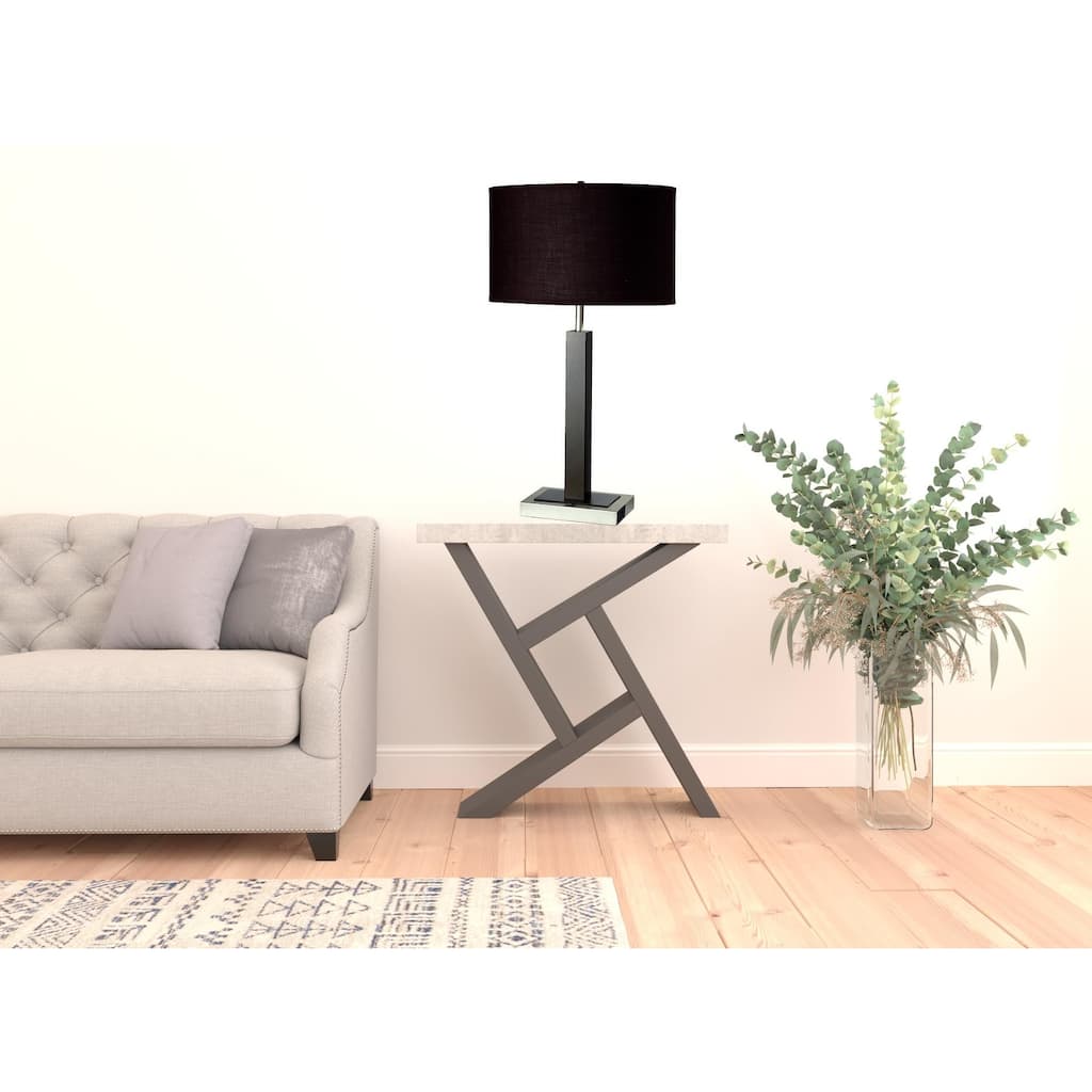 HomeRoots 30" Black Polyresin Table Lamp With Brown Classic Drum Shade - 17
