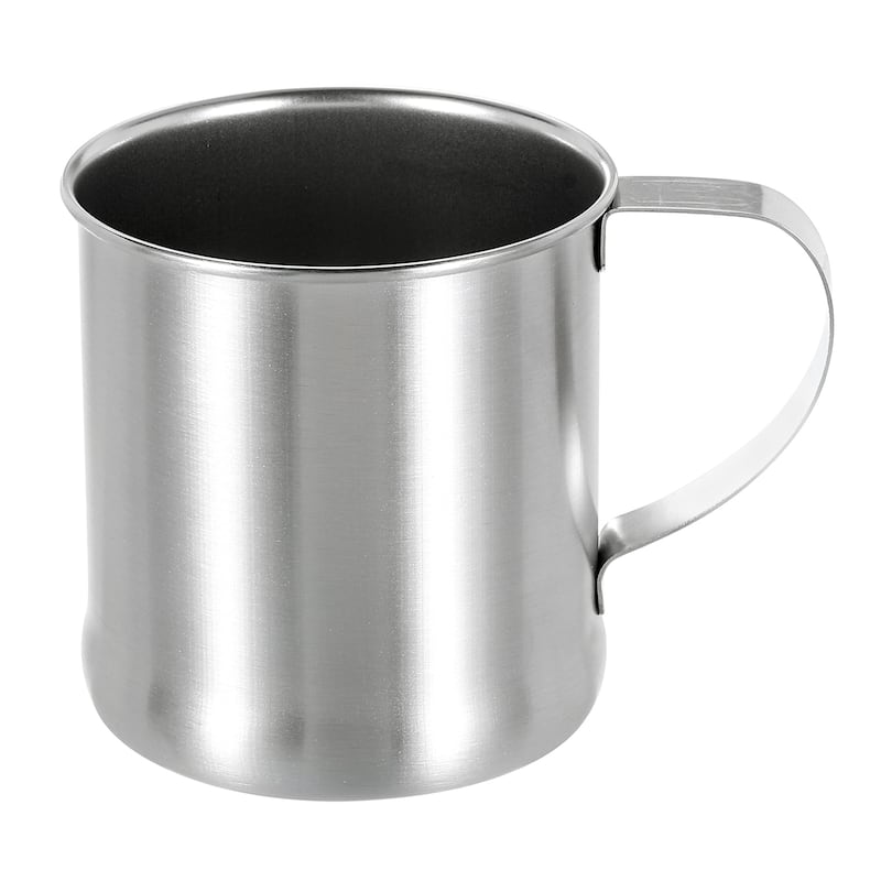 304 Stainless Steel Cup with Handle, 10oz Metal Water Glasses Shatterproof Cup - Silver