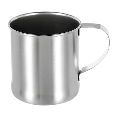 304 Stainless Steel Cup with Handle, 10oz Metal Water Glasses Shatterproof Cup - Silver
