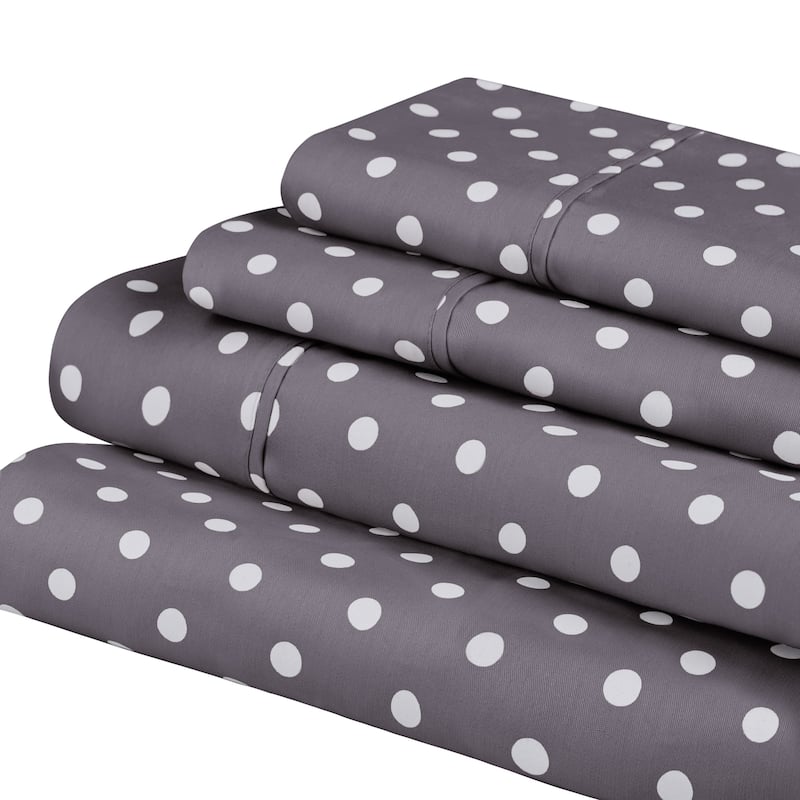 Superior Thread Count 600TC Cotton Blend Polka Dot Bed Sheet Set