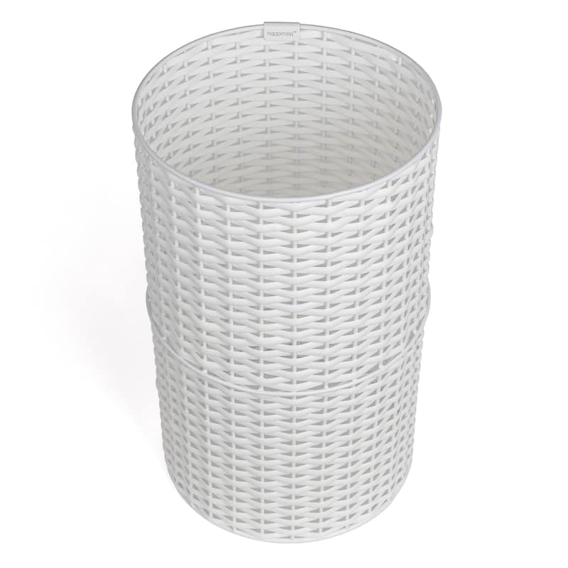 happimess Cecil Modern 4.13-Gallon Faux Wicker Cylinder Waste Basket