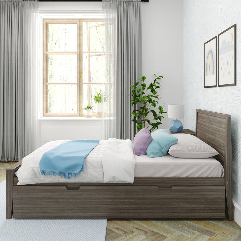 Max and Lily Twin-Size Bed with Panel Headboard and Trundle