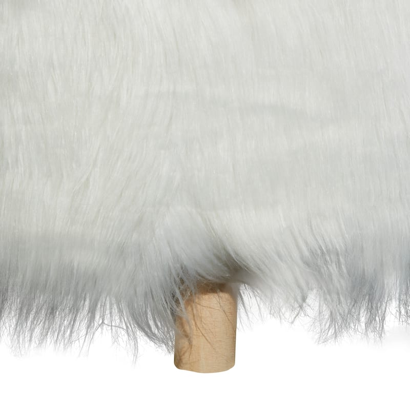 Polyester Stool with Faux Fur - White - Roche River Decor