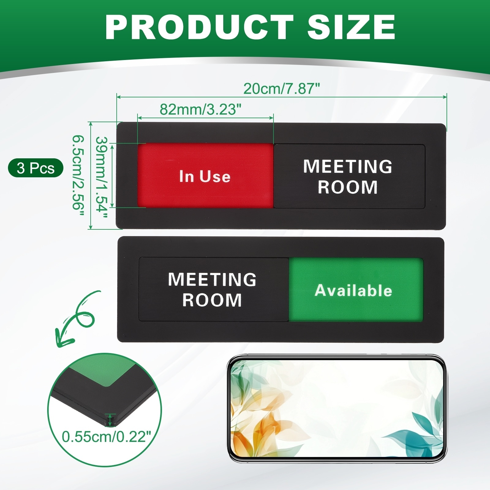 Office Door Signs Available in Use Sign Acrylic Self-Adhesive Office Supplies Sticker 3 - Black