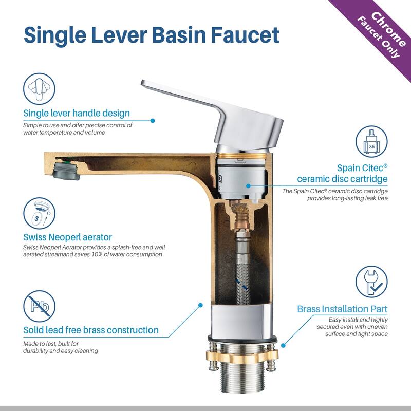 Solid Brass Lead-free Single-handle High Arc Bathroom Faucet