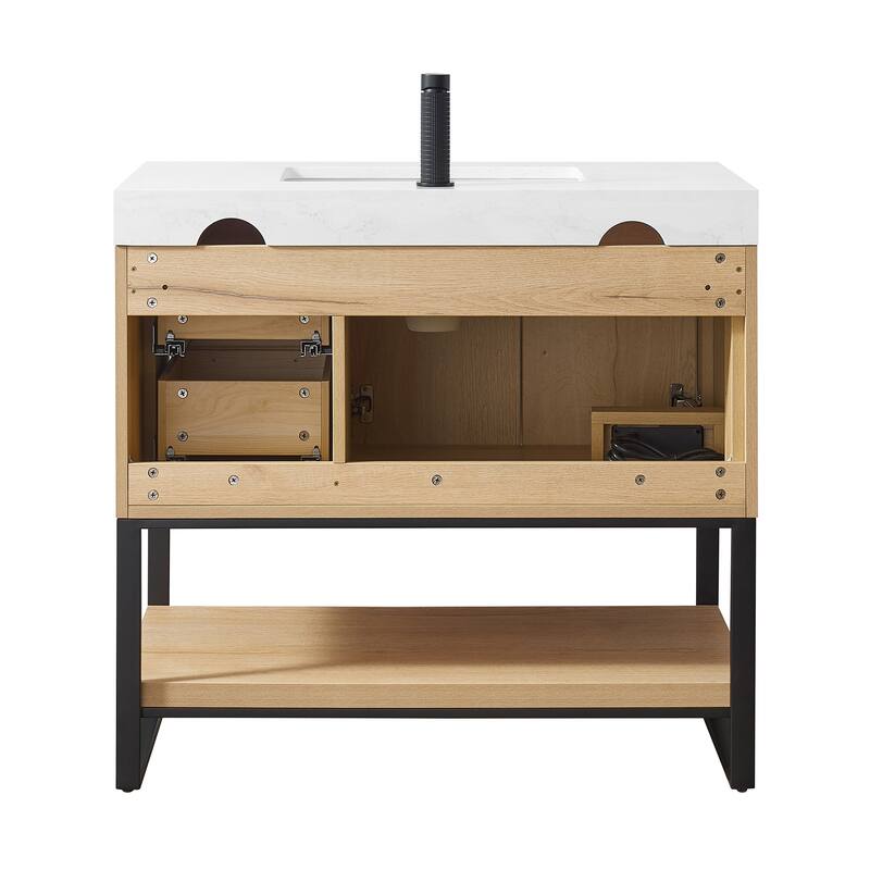 Kolkata Bathroom Vanity in Weathered Oak without Mirror