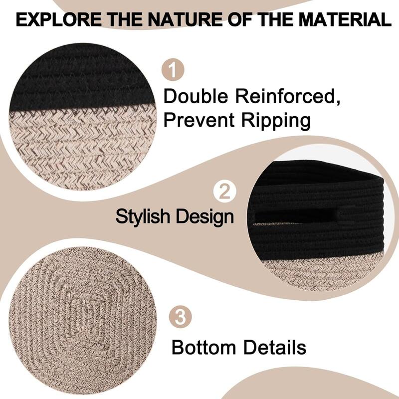 Storage Cubes 11 Inch Storage Bins-3-Pack, Cotton Rope Woven Baskets - 11"L x 11"W x 11"H