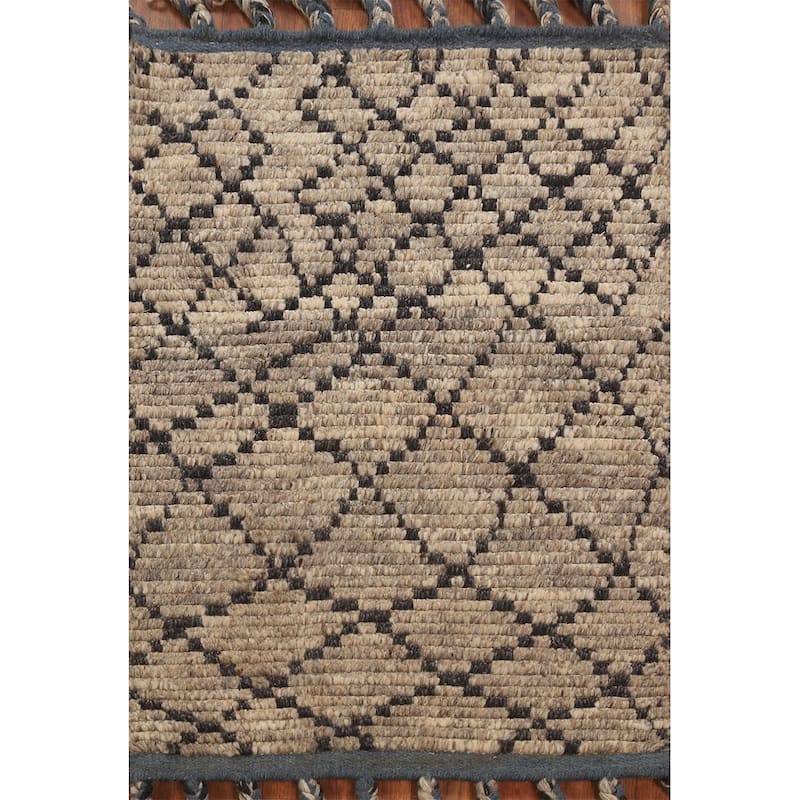 Striped Brown Moroccan Indian Foyer Rug Handmade Wool Carpet - 2'0"x 3'0"