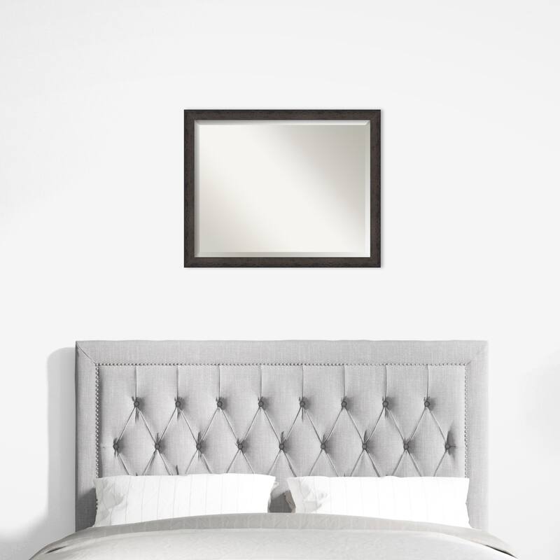 Dappled Narrow Beveled Wood Framed Wall Mirror