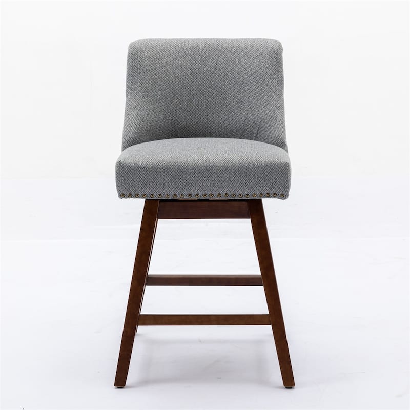 26'' H Counter Height Swivel, Upholstered Seat Bar Stools Set of 2 - Grey
