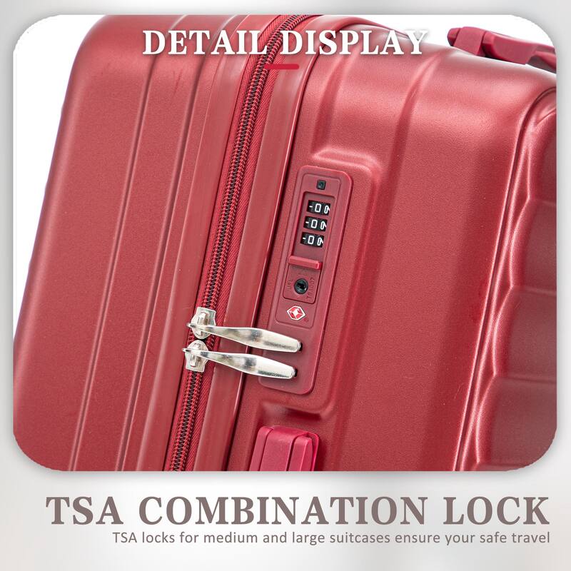 3 PCS in ABS Spinner Wheel Luggage, TSA Combination Lock for Big and Middle Size