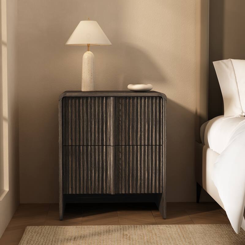 Novara 22 In 2 Drawer Bedroom Nightstand - Walnut