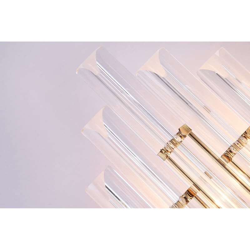 2 Light Gold Metal Frame Wall Sconce with Glass Rods