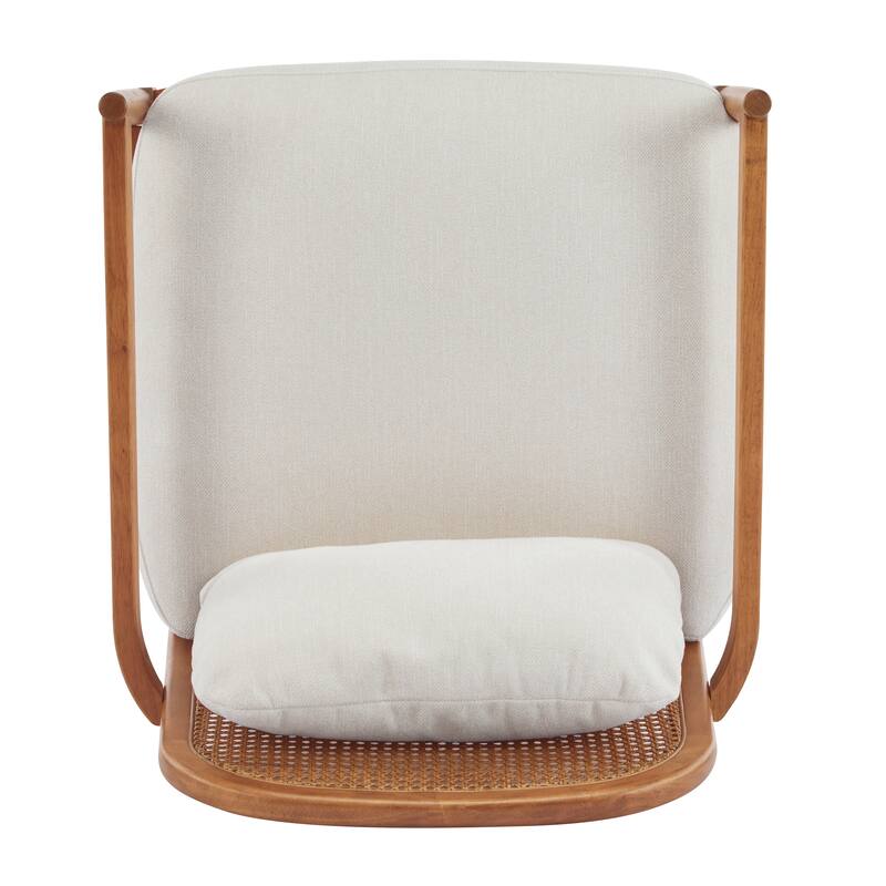 26.6" Solid Wood Accent Chair with Rattan Backrest, Cushioned Seat, Stylish Armchair for Living Room, Reading Nook, Set of 2