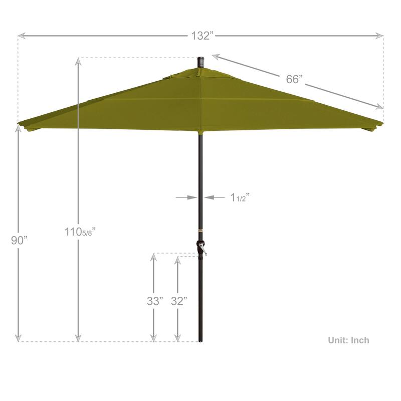 California Umbrella 11' Round Aluminum Crank Open Auto Tlit Patio Umbrella, Bronze Finish, Double Wind Vent.