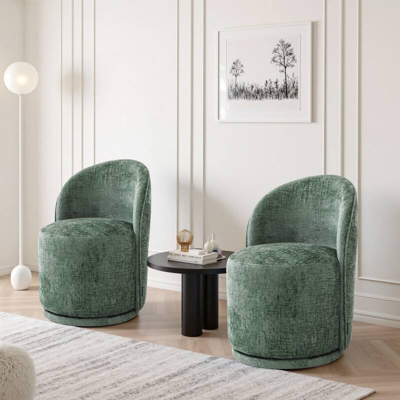 UIXE 2 Set Modern Upholstered Swivel Armless Side Dining Chairs