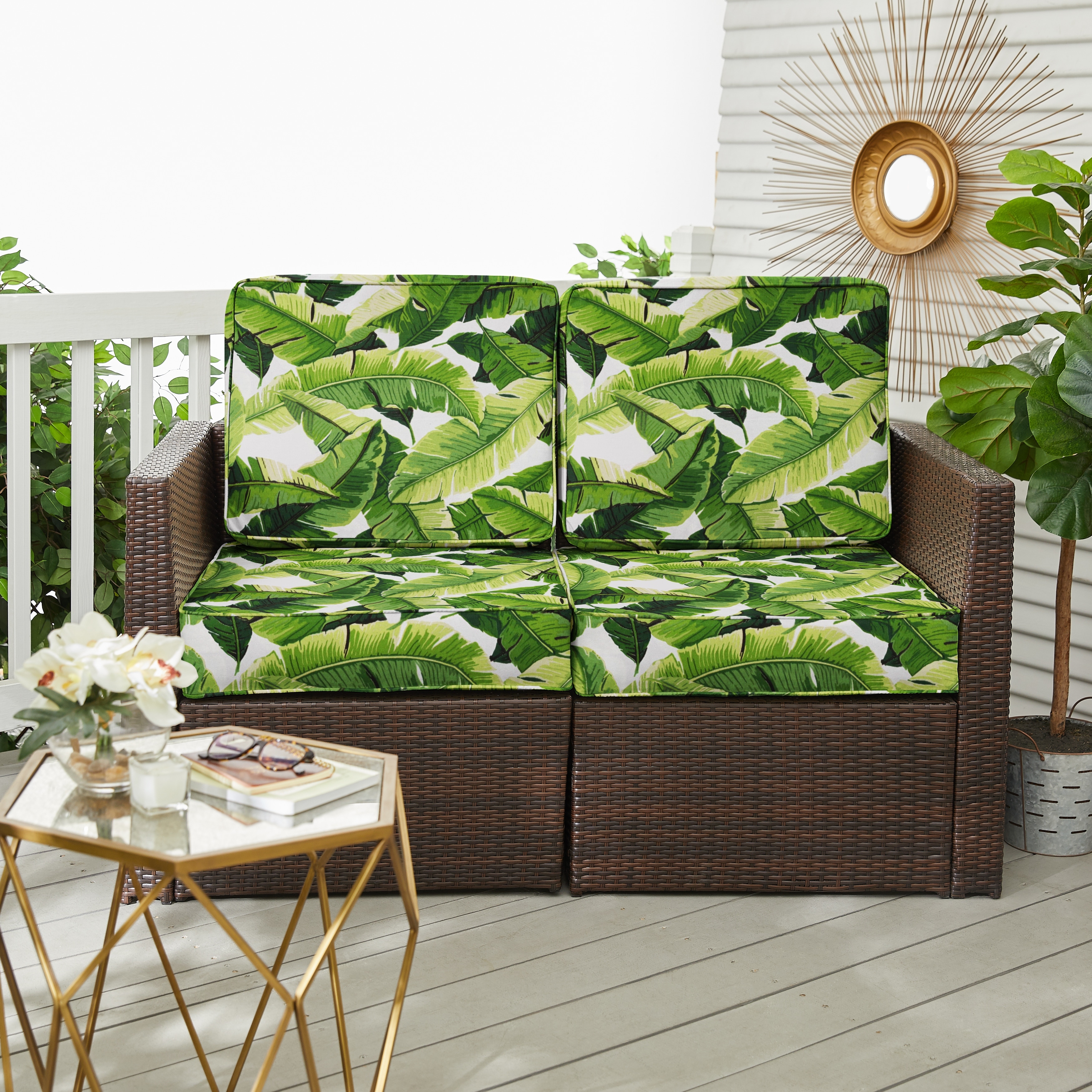 Green Indoor/ Outdoor 4-pc Deep Seating Cushion Loveseat Set
