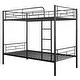 preview thumbnail 11 of 16, Black Twin over Twin Metal Bunk Bed with Fence & Ladder
