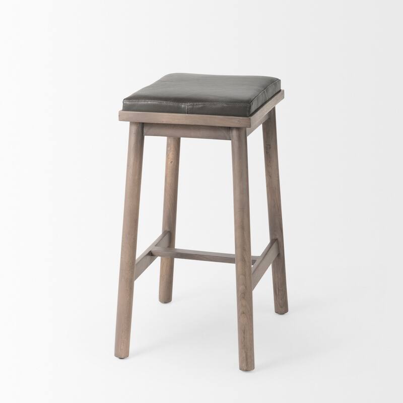 Eliza Leather Seat & Wood Frame Counter/Bar Stool