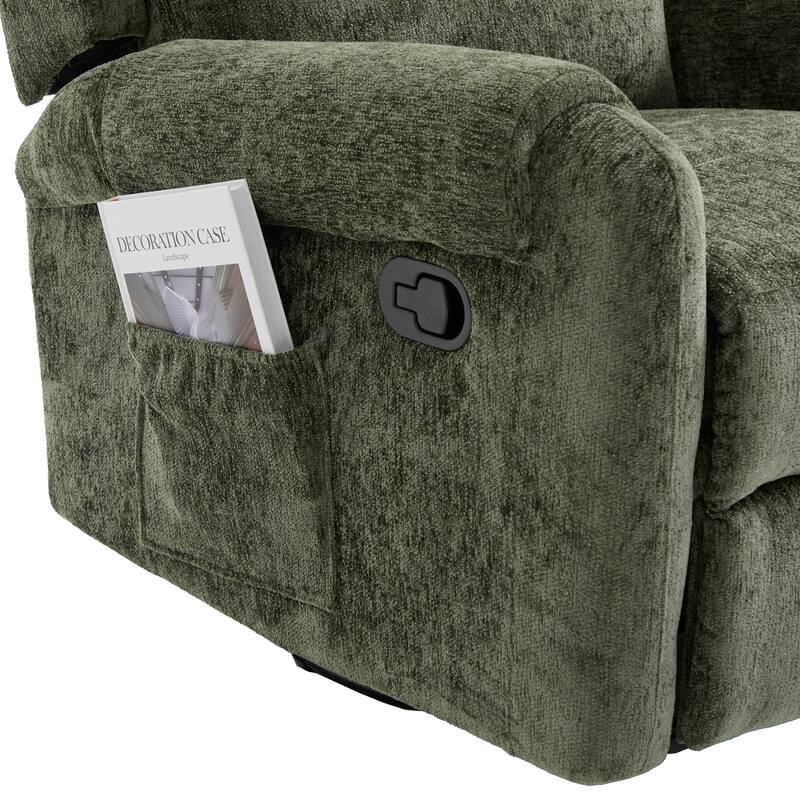 Manual Recliner Massage Recliner Chair Nursery Recliner Chair Swivel Rocker Recliner Sofa with a Side Storage Pocket