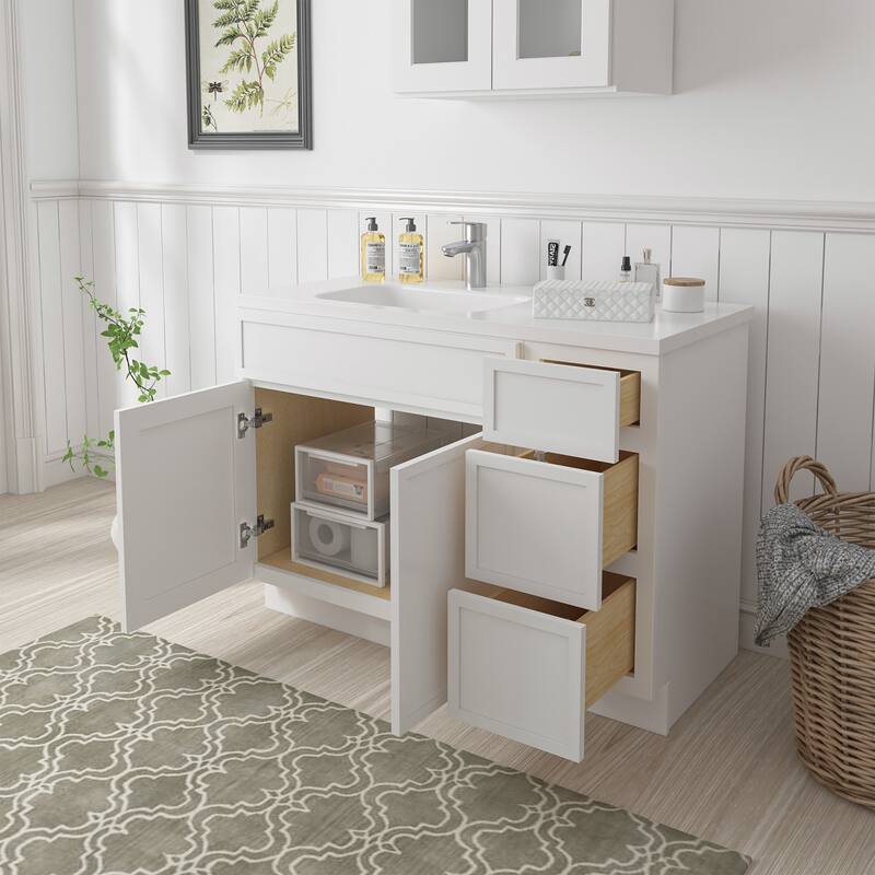 Vanity Art 45" Birch Freestanding Bathroom Vanity Cabinet without Top