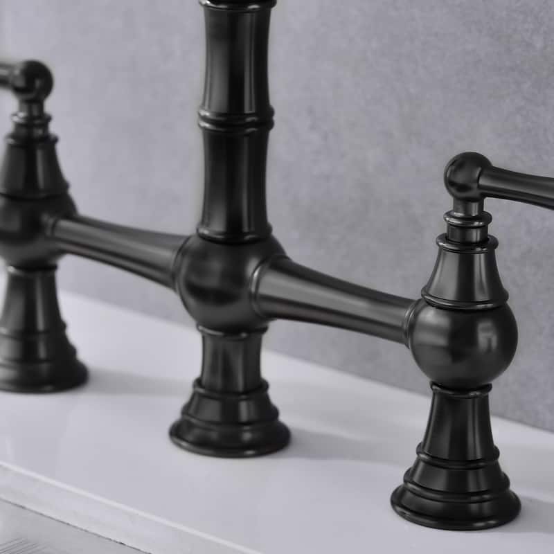 Two-Handles Bridge Kitchen Faucet with Side Sprayer