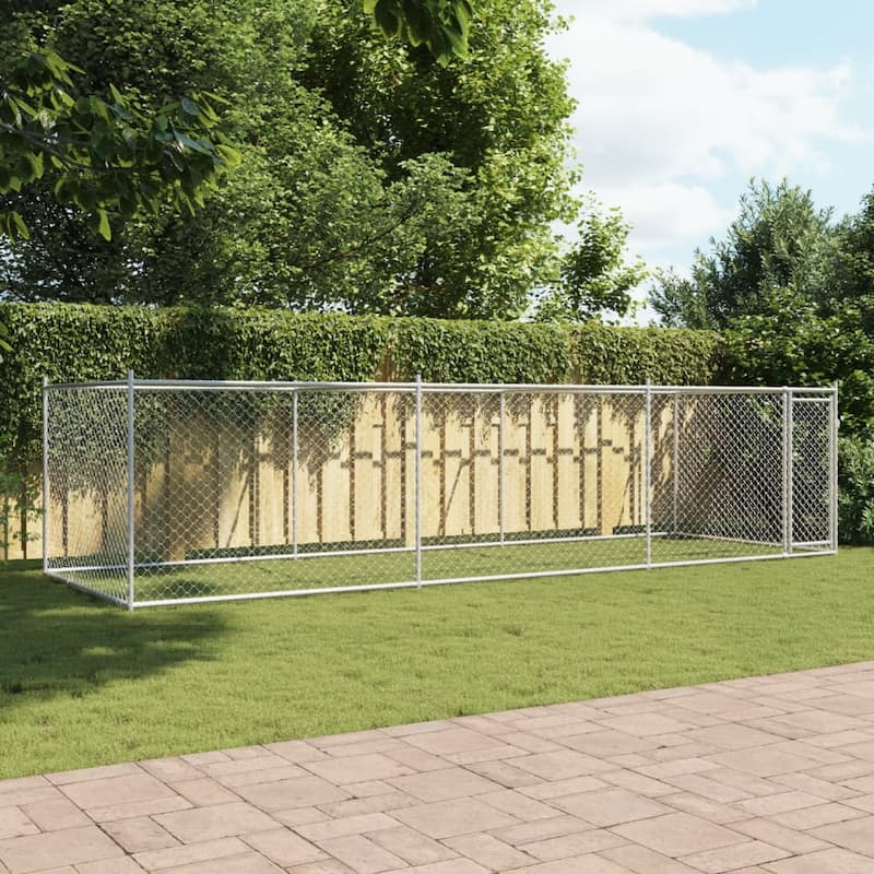 vidaXL Dog Cage Grey Galvanized Steel Durable Dog Cage