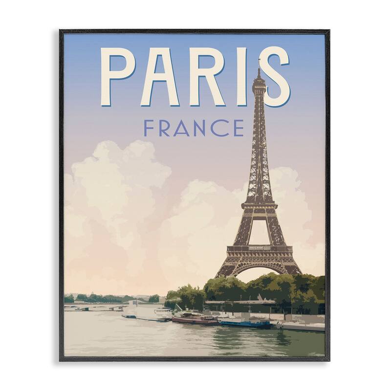 Stupell Paris Tower Landmark Framed Giclee Art Design By Victoria Barnes - 24 x 30 - Black