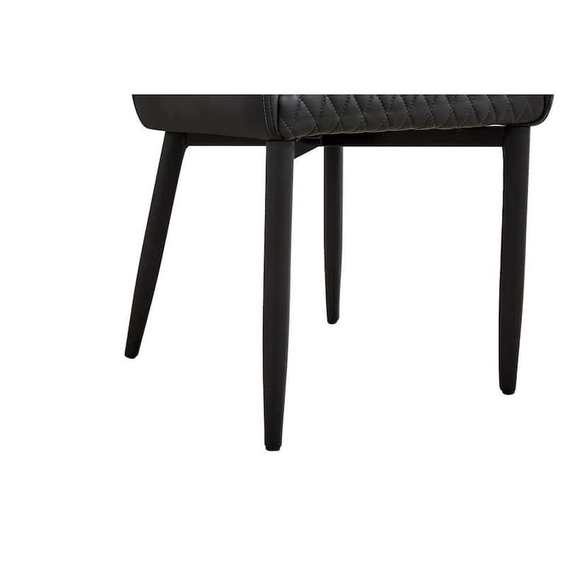 Modern Dining Chair, Beige Vegan Faux Leather, Metal Legs - 34 H x16 W x 17.5 L Inches