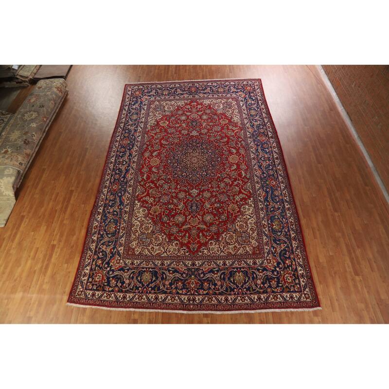 Hand Knotted Oriental 100% Wool Carpet Traditional Floral Red Najafabad Area Rug - 16' 8'' X 10' 4''