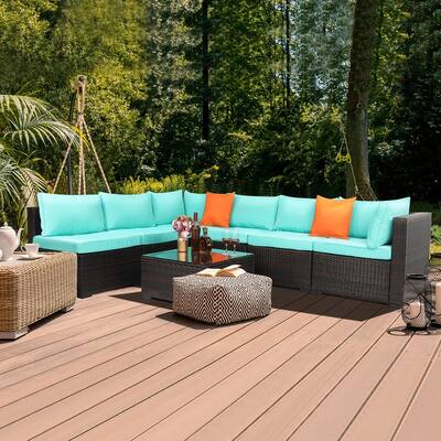 Gereja PE Rattan 7-piece Outdoor Sectional Sofa Set by Havenside Home