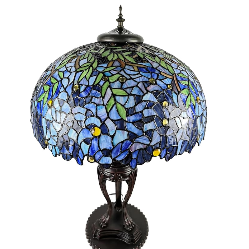 Glacy 20-inch Wisteria Design Stained Glass/Bronze Tiffany-Style Table Lamp