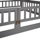 preview thumbnail 17 of 15, Full Over Full Low Bunk Bed with Fence and Ladder for Toddler Kids Teens,Elegant Children Bed,Grey
