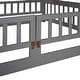 preview thumbnail 17 of 15, Full Over Full Low Bunk Bed with Fence and Ladder for Toddler Kids Teens